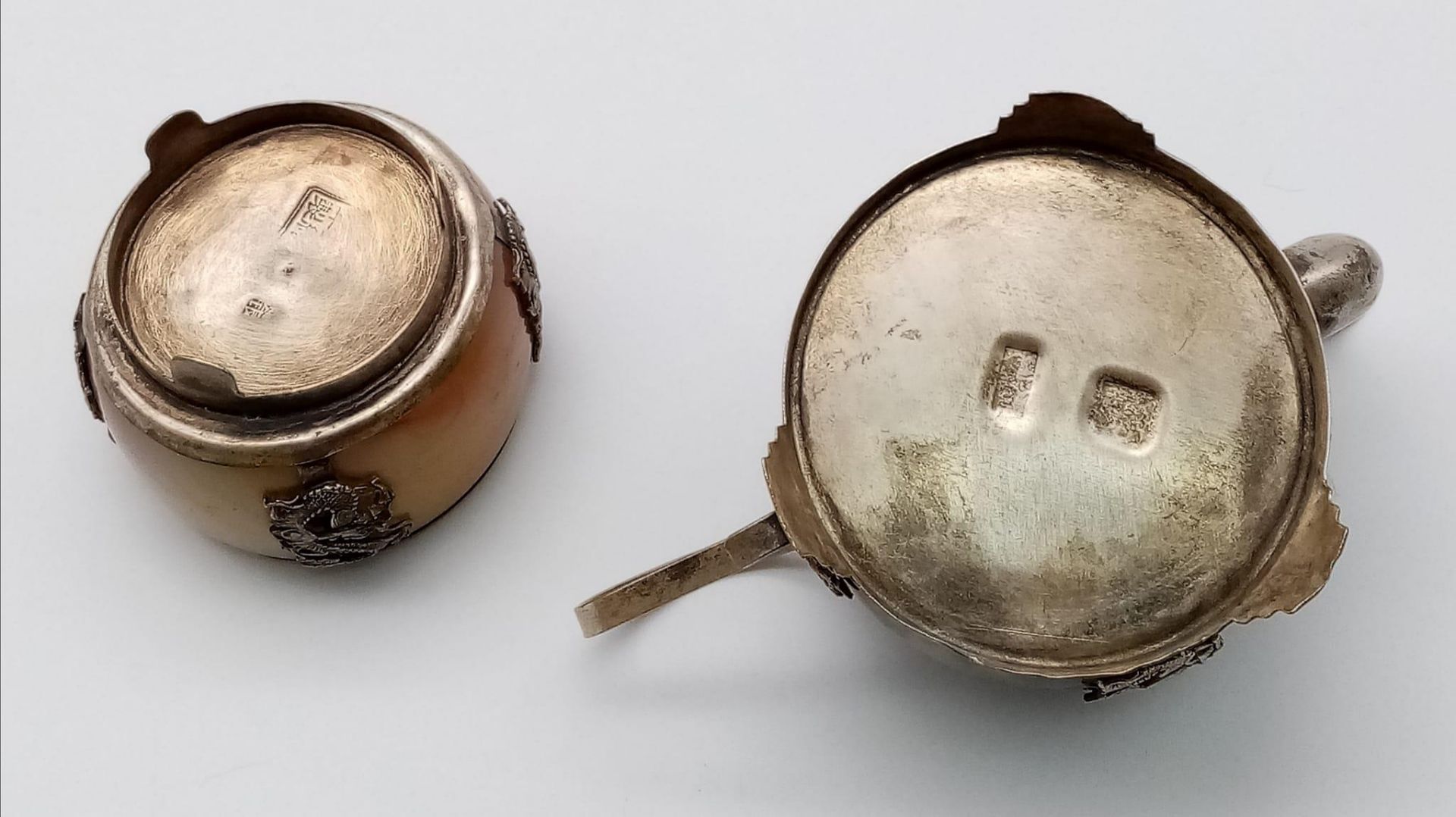 Two Superb Antique Chinese Miniature Teapots (circa 1900) - both on silver mounts hallmarked to - Bild 8 aus 11