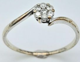 A 9K WHITE GOLD DIAMOND CLUSTER RING 0.15CT 1.5G SIZE R RPM 2001