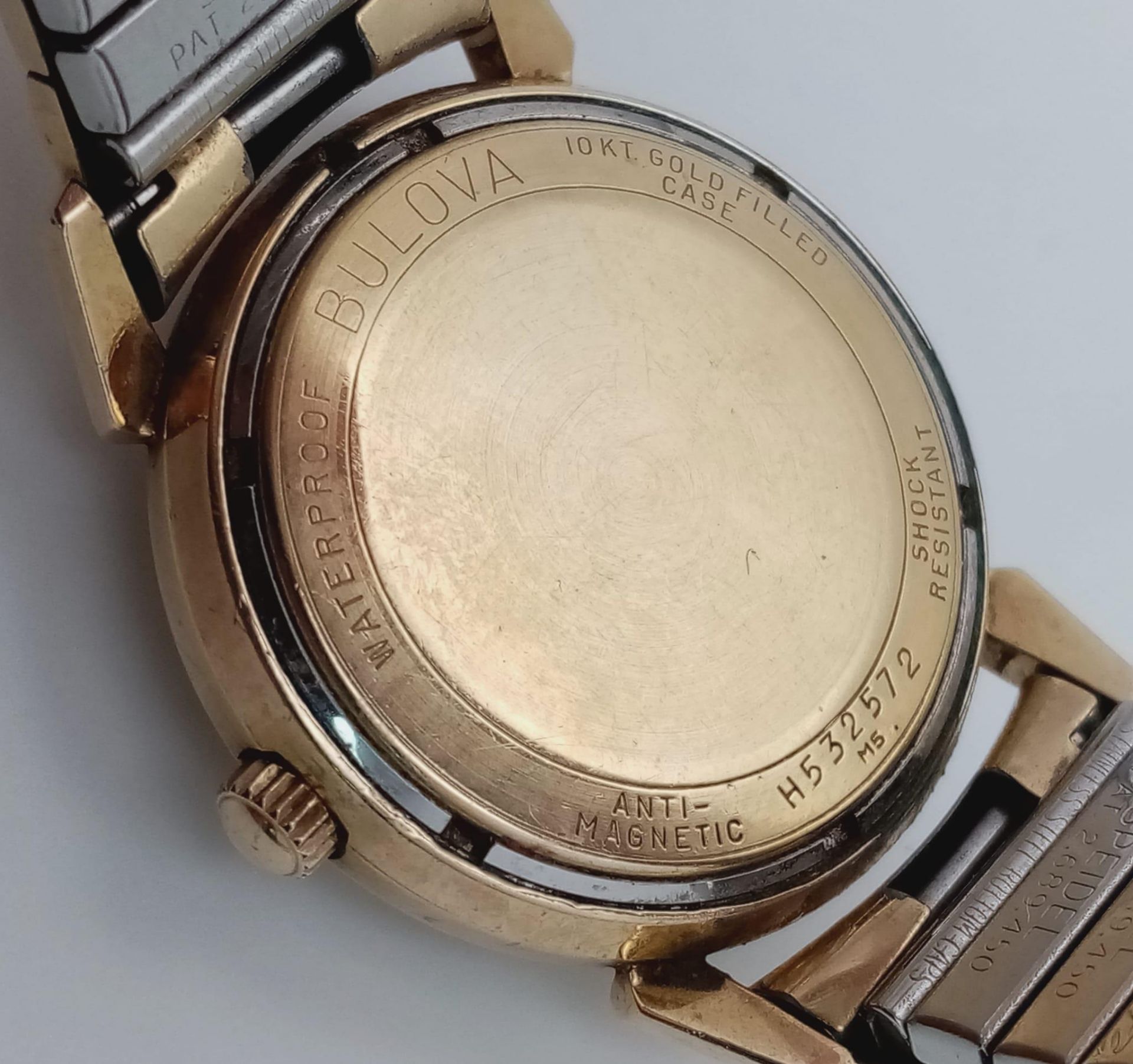A Vintage 1960s Bulova Self-Winding Gents Watch. Gold plated expandable strap. Gold plated case - - Image 8 of 8