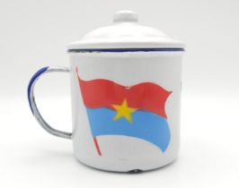 Vietnam War Era Viet Cong Enamel Rice Cup “ The National Front of Southern Vietnam” Dated 1968.