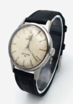 A Classic Omega Seamaster 30 Vintage 1960s Gents Watch. Black leather strap. Stainless steel case -