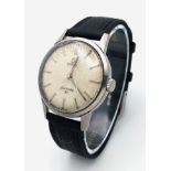 A Classic Omega Seamaster 30 Vintage 1960s Gents Watch. Black leather strap. Stainless steel case -
