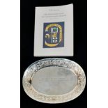 A Solid Silver (800) Decorative Serving Tray Presented by the Officers of The Somerset Light