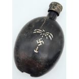 WW2 German Africa Corps Husk Canteen with local “In Country” carved D.A.K Tree.