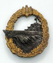 3rd Reich Kriegsmarine Destroyer Badge. Maker S.H u & Co.