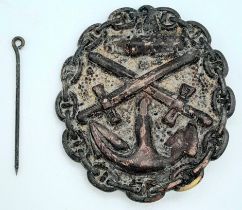 WW1-WW2 Kriegsmarine Wound Badge in black representing iron. Awarded for receiving 1-2 wounds. The