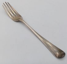 An antique Georgian sterling silver fork with full hallmarks London, 1798. Total weight 66G. Total