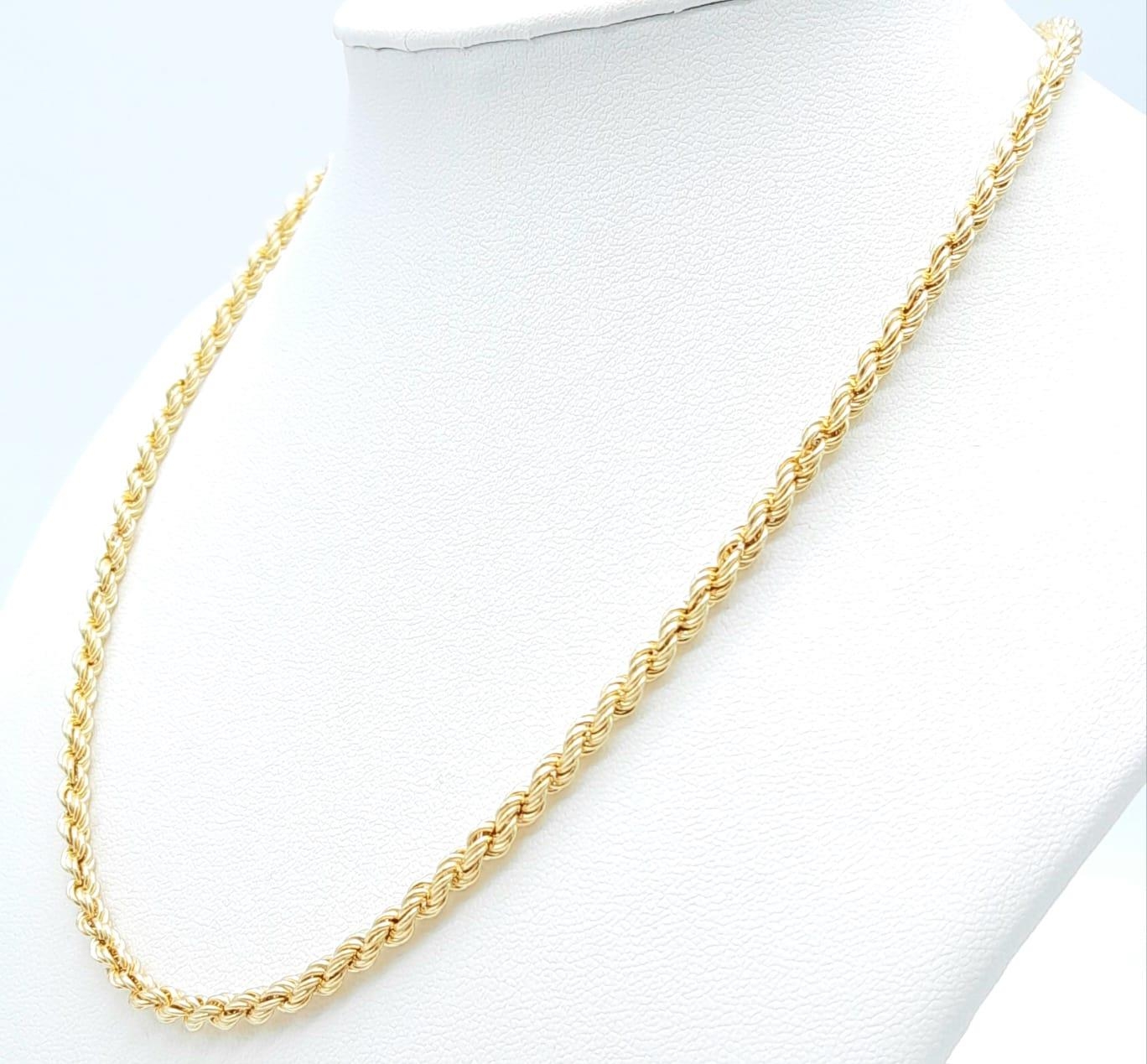 A 9K Yellow Gold Rope Necklace. 40cm length. 4.65g weight. - Image 3 of 5