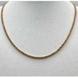A Vintage 9K Yellow Gold Rope Necklace. 38cm. 7.36g weight.