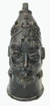 A Fascinating Antique African Tribal Head Bronze Sculpture. Possibly a commemorative head of a