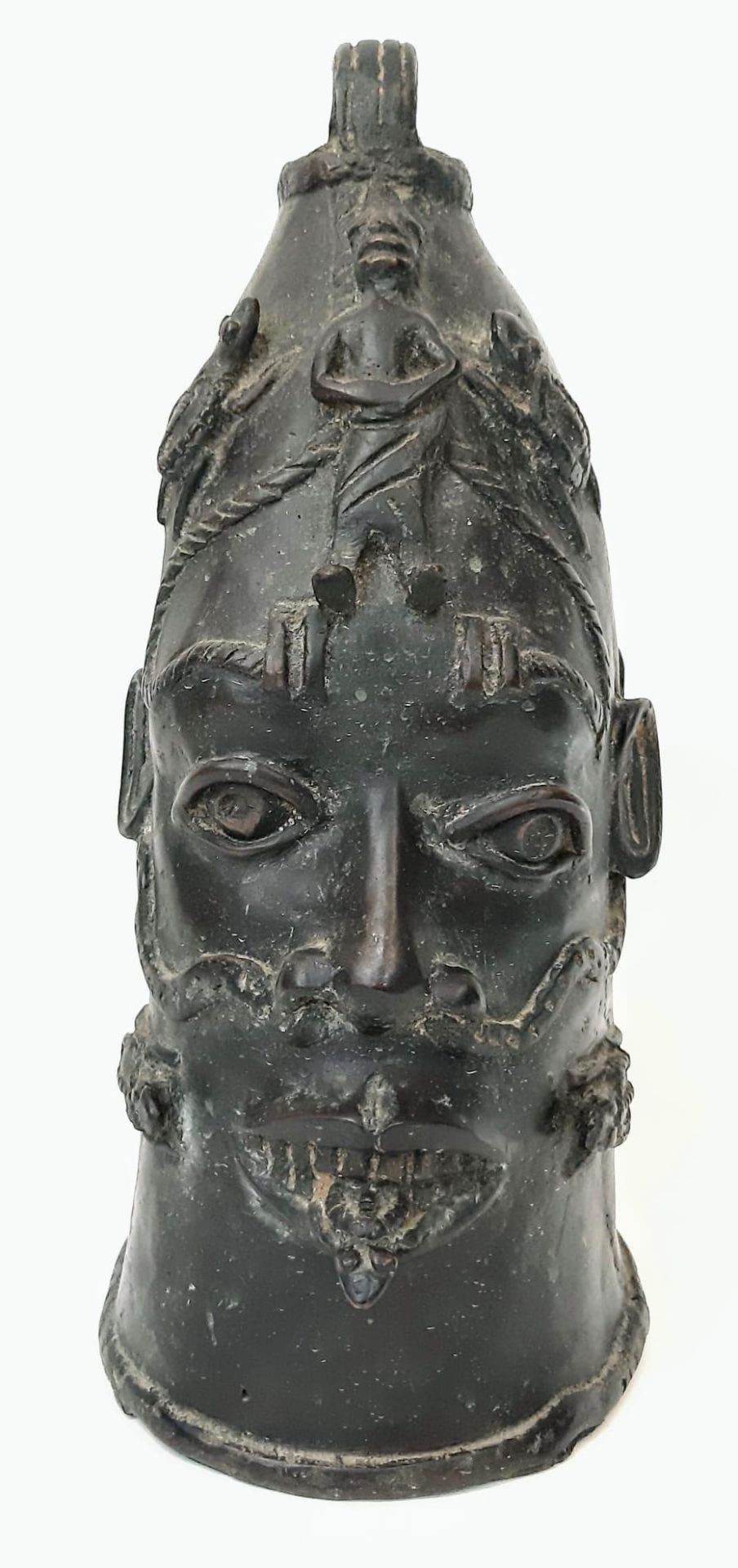 A Fascinating Antique African Tribal Head Bronze Sculpture. Possibly a commemorative head of a