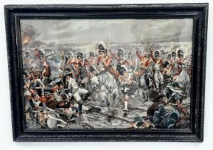 A Large Antique Framed and Glazed Print of ‘Scotland Yet Onto Victory’ by Richard Caton Woodville.