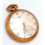A Rare Vintage 1930s Arsa (Auguste Reymond) Gold Plated Pocket Watch. Top winder. White dial with
