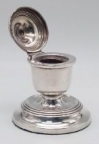 An Antique Sterling Silver Inkwell. Hallmarks for Birmingham 1908. Weighted - total weight 193g.