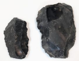 Two large Palaeolithic obsidian tools, 1.4 million years old from Mount Arteni, Armenia. Dimensions: