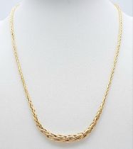 A Vintage 9K Yellow Gold Woven Link Necklace. 42cm length. 5.7g weight.