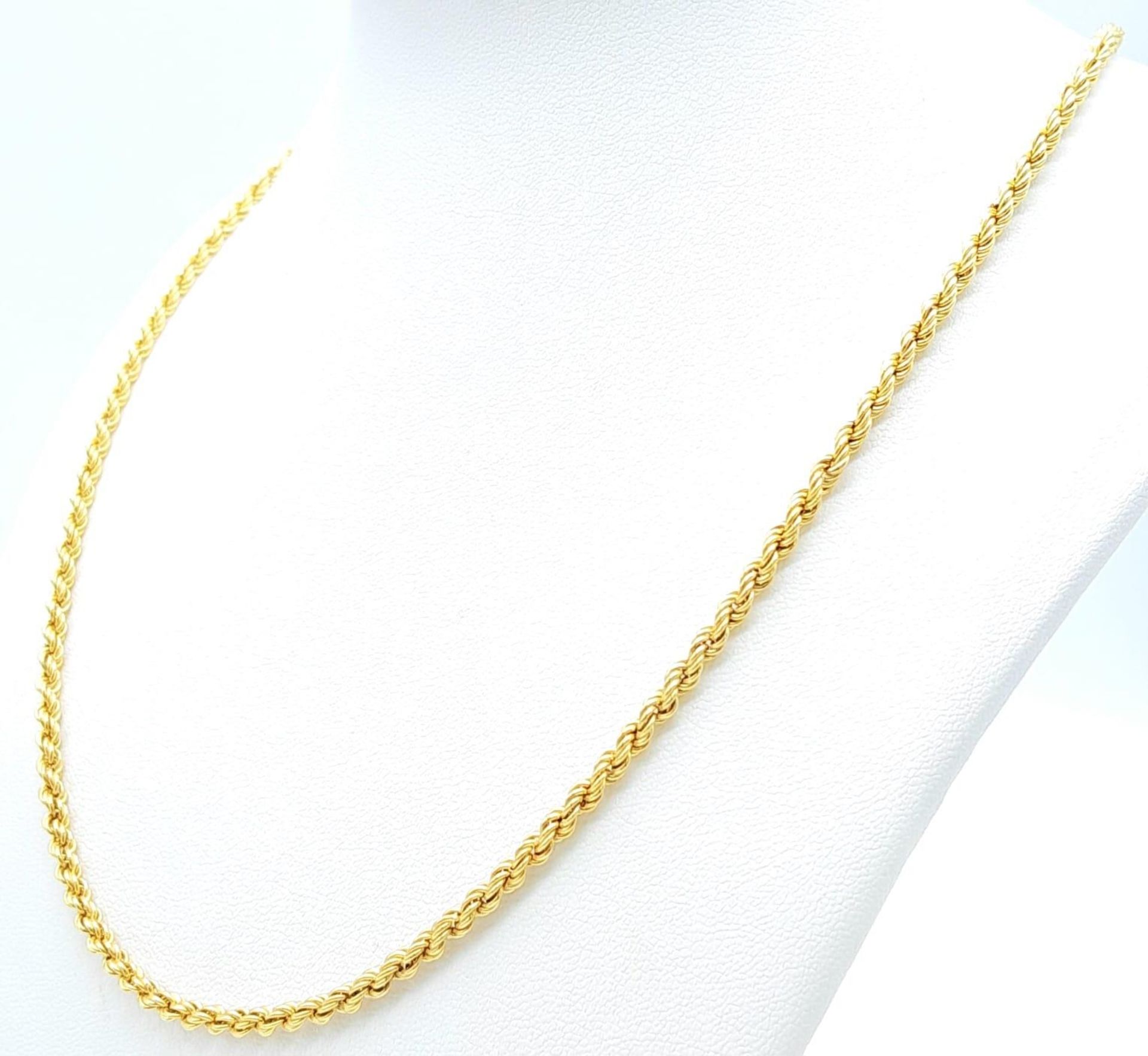 A 9K Yellow Gold Rope Necklace. 60cm length. 6.05g weight. - Image 4 of 6