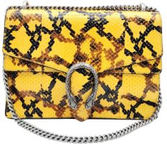 A Gucci Dionysus Python Pochette. With Silver Metal Hardware and Convertible Silver Metal Chain