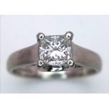 A 950 Platinum Princess Cut Diamond Solitaire Ring. Size K. 4.88g total weight. Ref: 015873