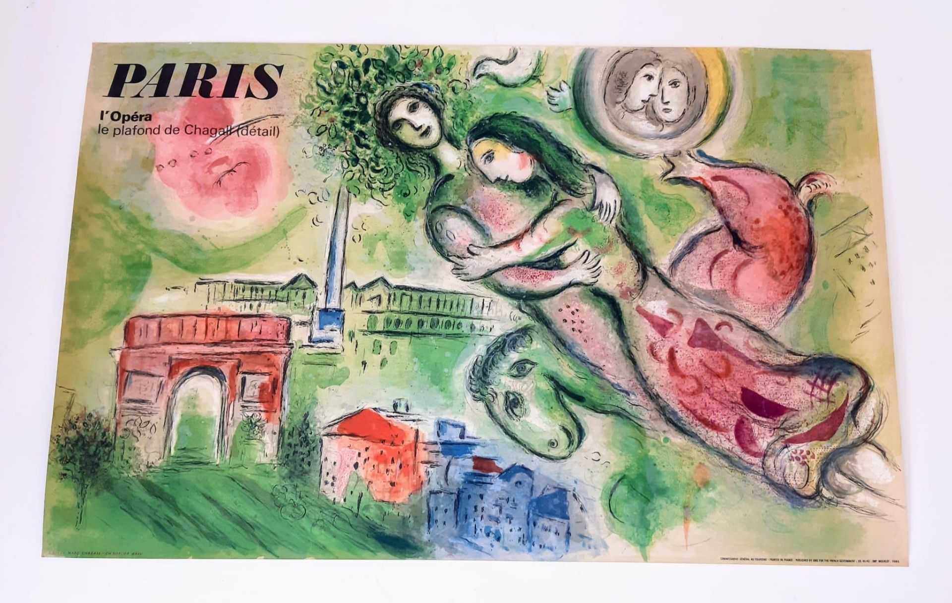 A rare 1964 lithograph poster by Mark Chagall for the French government to promote travel to the