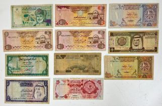 Eleven Vintage Middle-Eastern Currency Notes - Please see photos for conditions.
