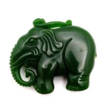 A Decorative Green Jade Elephant Pendant. 5cm x 4cm