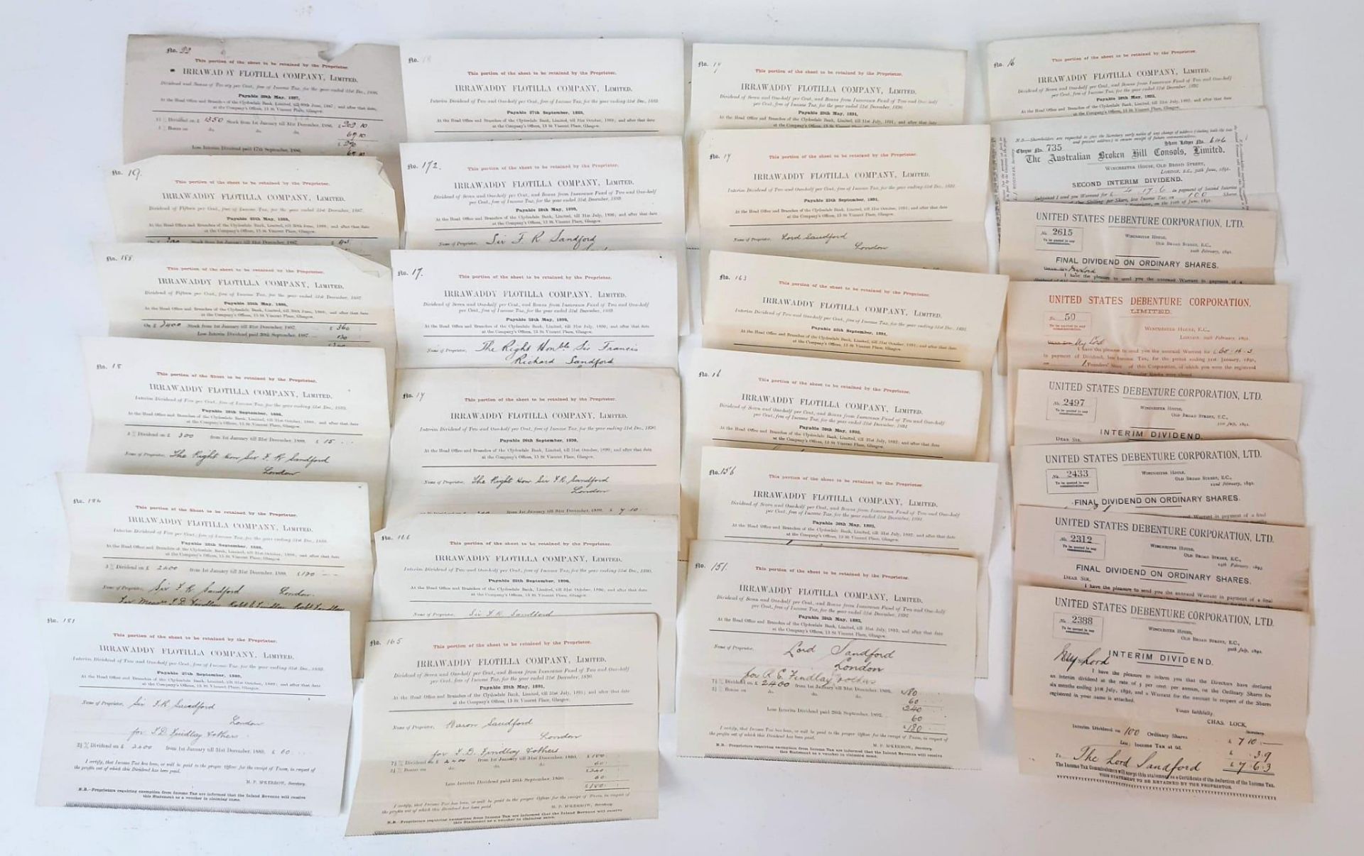 A Very Rare Set of 19th Century Antique Original Historical Documents Relating to the Financial