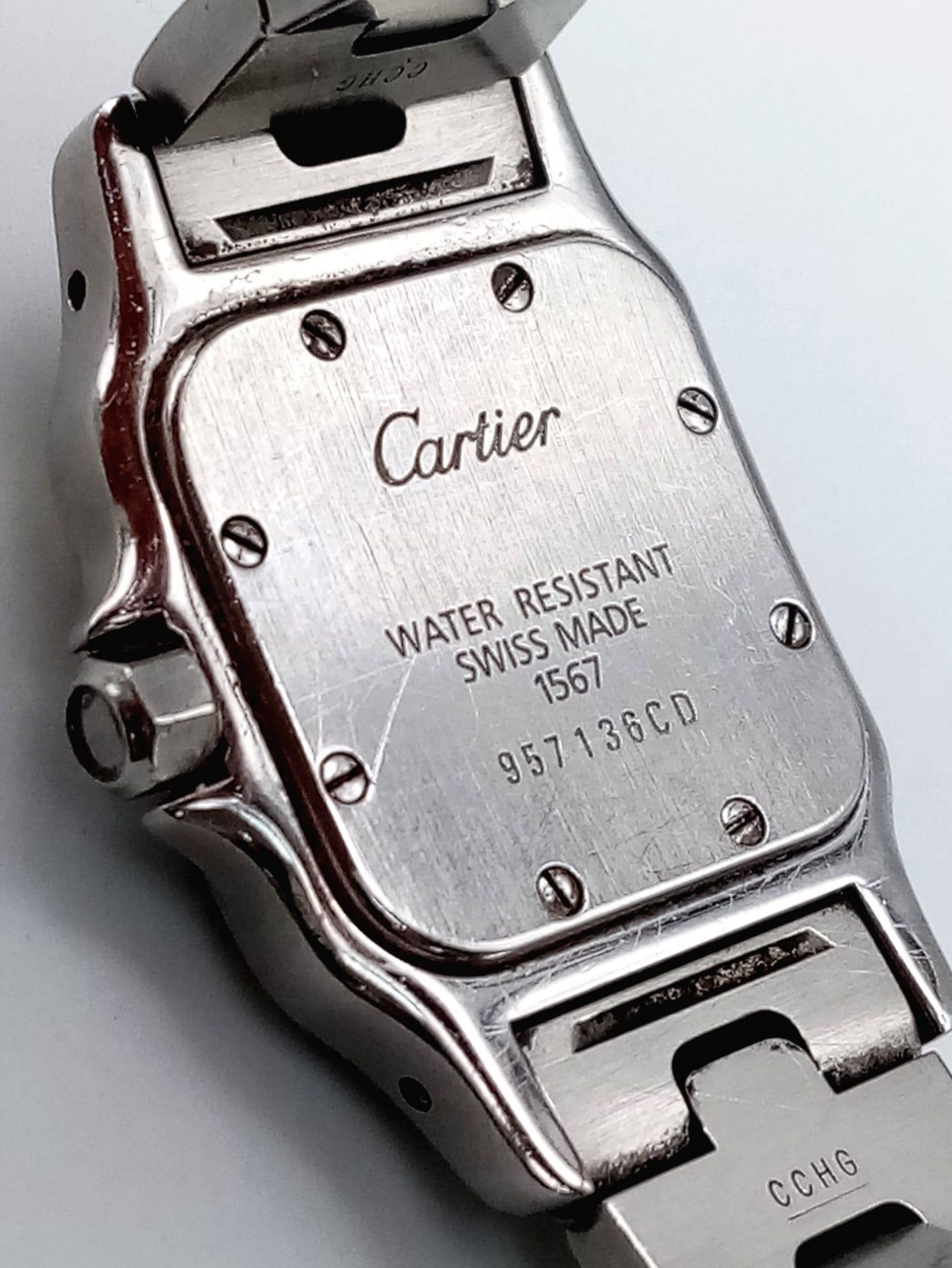 A Cartier Bi-Metal Santos Quartz Ladies Watch. Stainless steel bracelet with gold screws. Bi-metal - Image 5 of 9