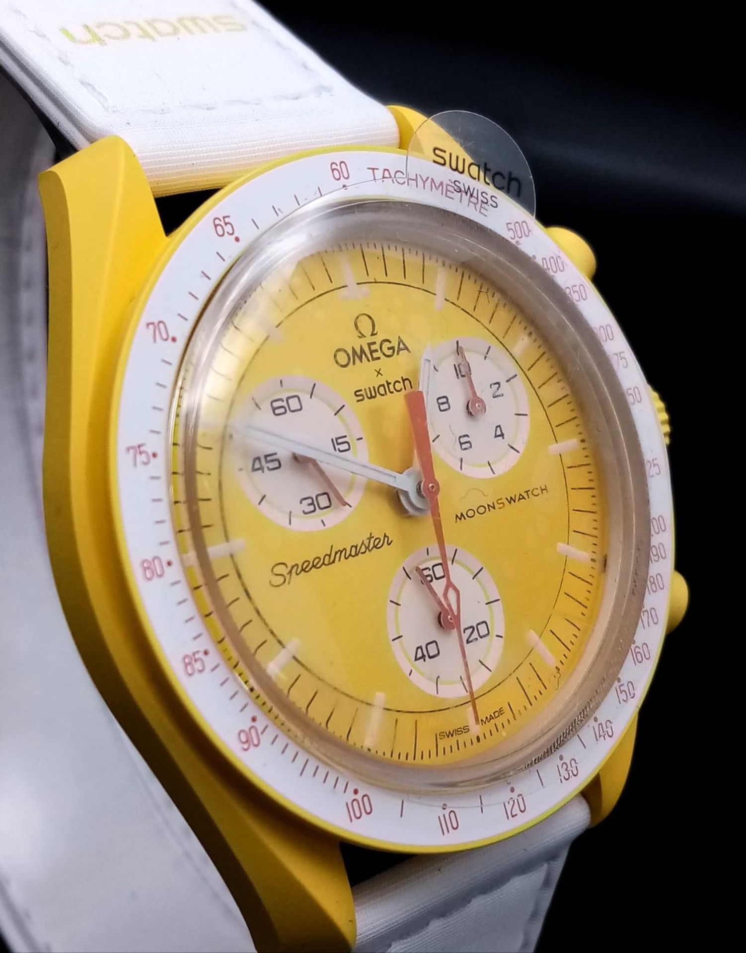 An Omega X Swatch Bioceramic Chronograph Mission To The Sun Watch. Yellow ceramic case - 42mm. - Bild 3 aus 6