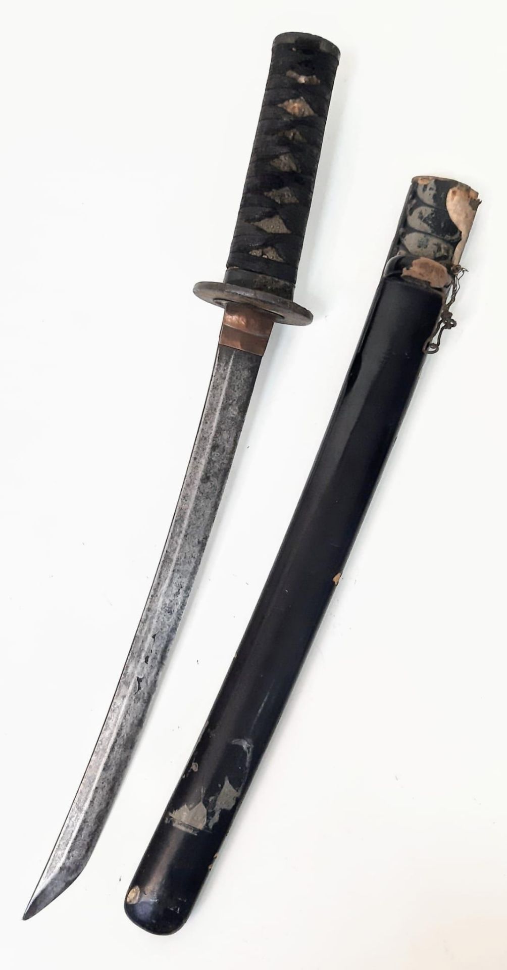 A Rare Authentic Antique 19th Century Japanese Wakazashi Sword with Saya (Scabbard). Sword 48cm - Bild 2 aus 7