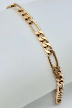 A Vintage 9K Yellow Gold Figaro Link Bracelet. 18cm length. 2.9g weight.