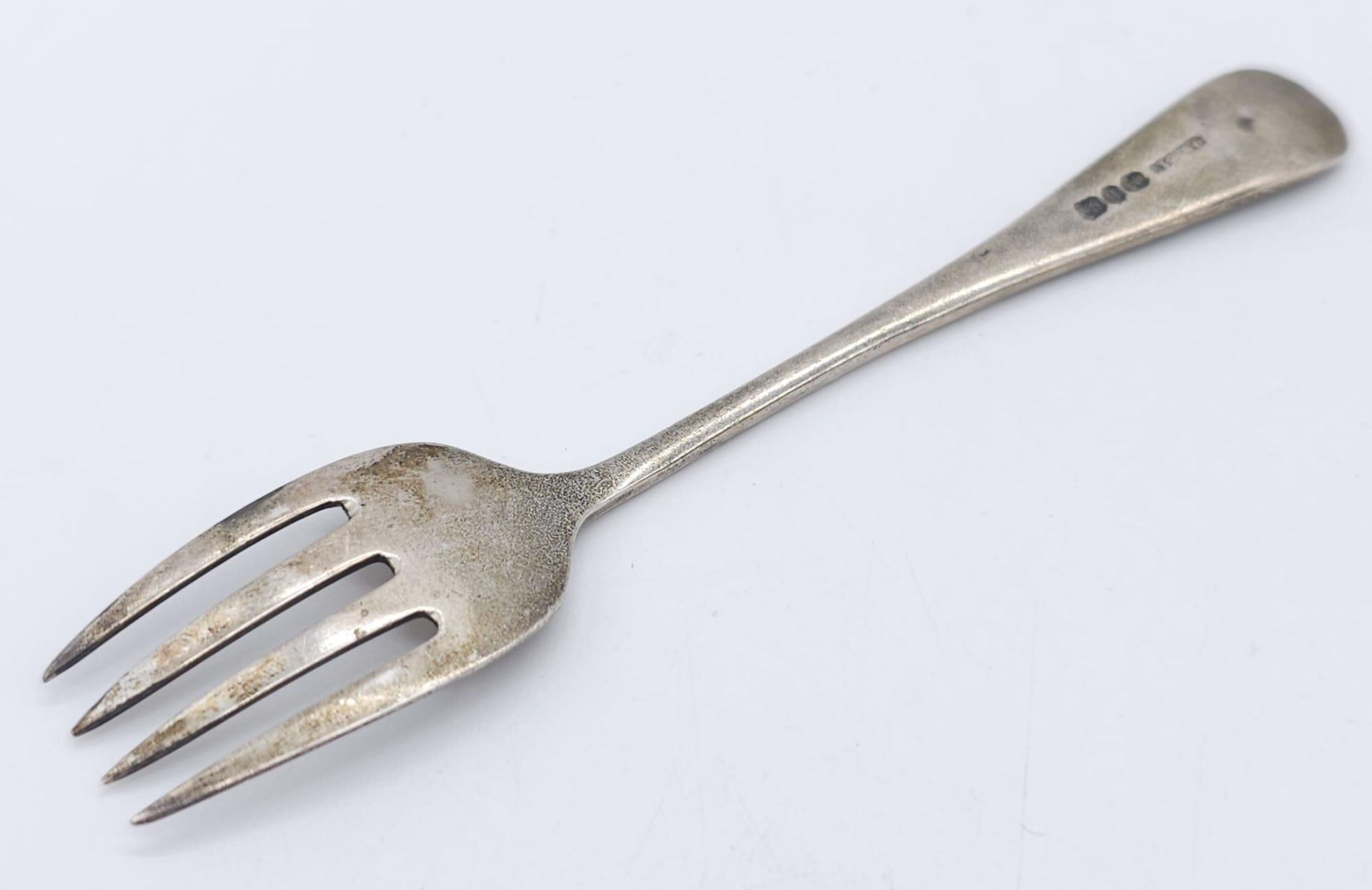 2X Antique sterling silver forks: dessert fork with full Birmingham hallmarks,1890 & super fork with - Bild 8 aus 11
