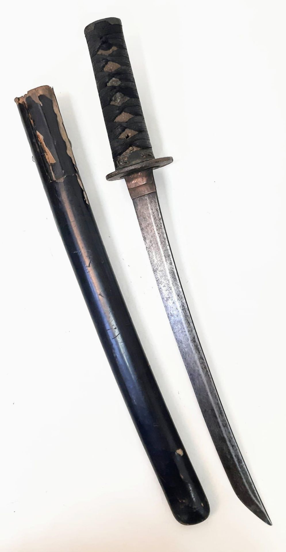 A Rare Authentic Antique 19th Century Japanese Wakazashi Sword with Saya (Scabbard). Sword 48cm