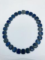 Magnificent LAPIS LAZULI NECKLACE Consisting 28 LAPIS LAZULI panel set in SILVER.