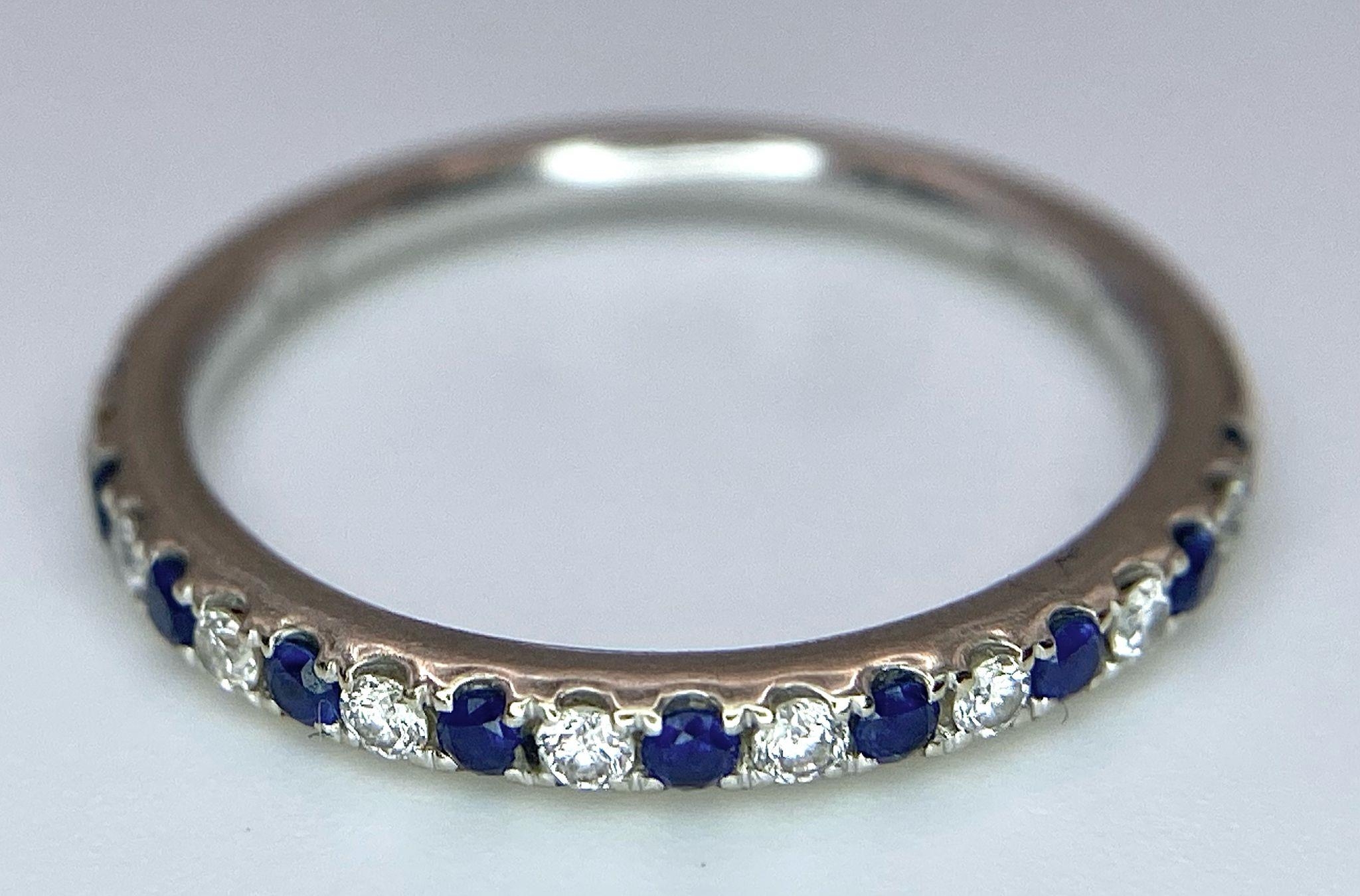 A 14ct white gold diamond and sapphire half eternity ring, set with 9 diamonds and 10 sapphires, 1. - Image 4 of 7