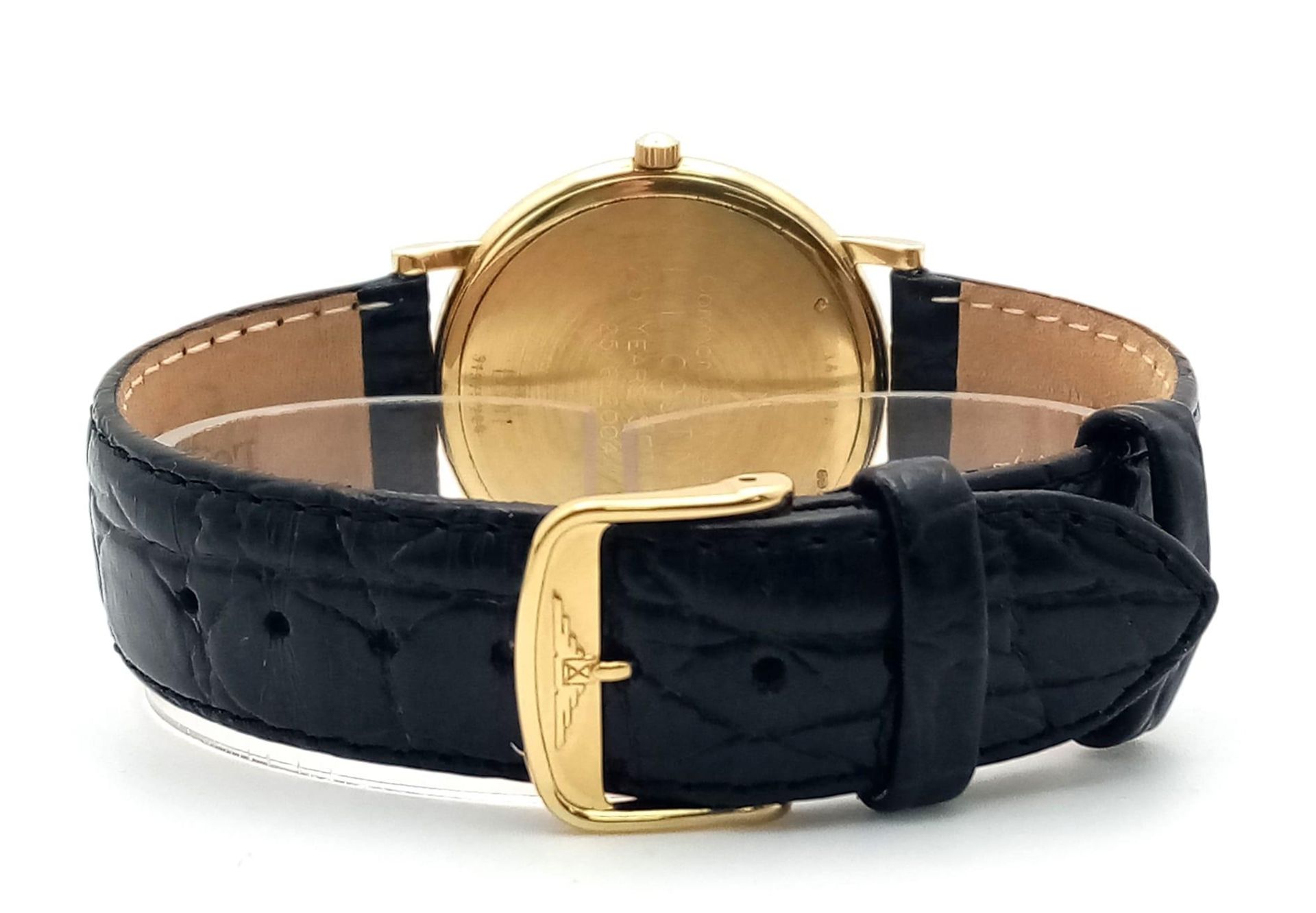 A Longine 18K Gold Cased Gents Watch. Black leather strap. 18k gold case - 33mm. Gilded dial with - Bild 3 aus 11
