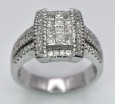 18K WHITE GOLD DIAMOND RING, APPROX 0.93CT DIAMONDS, WEIGHT 7.6G SIZE N