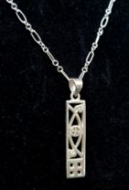 An Excellent Condition Vintage Rennie Mackintosh Sterling Silver Pendant Necklace. 46cm Length