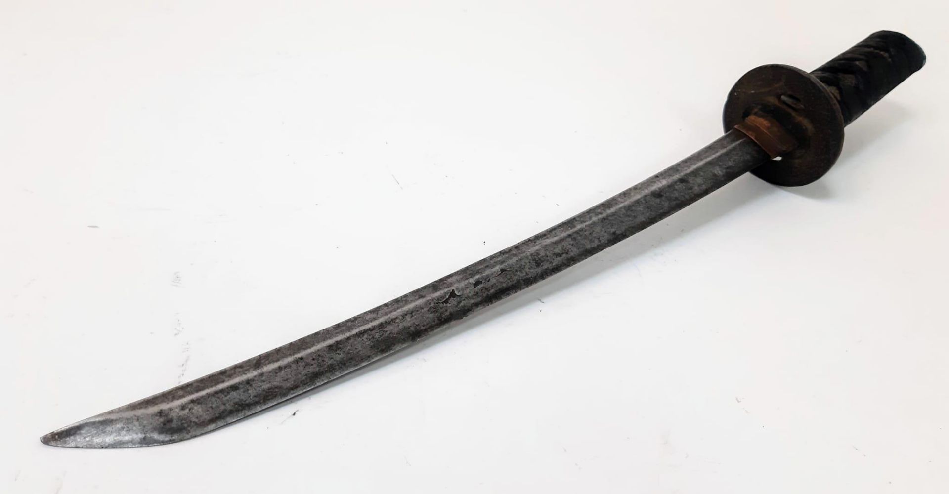 A Rare Authentic Antique 19th Century Japanese Wakazashi Sword with Saya (Scabbard). Sword 48cm - Bild 3 aus 7