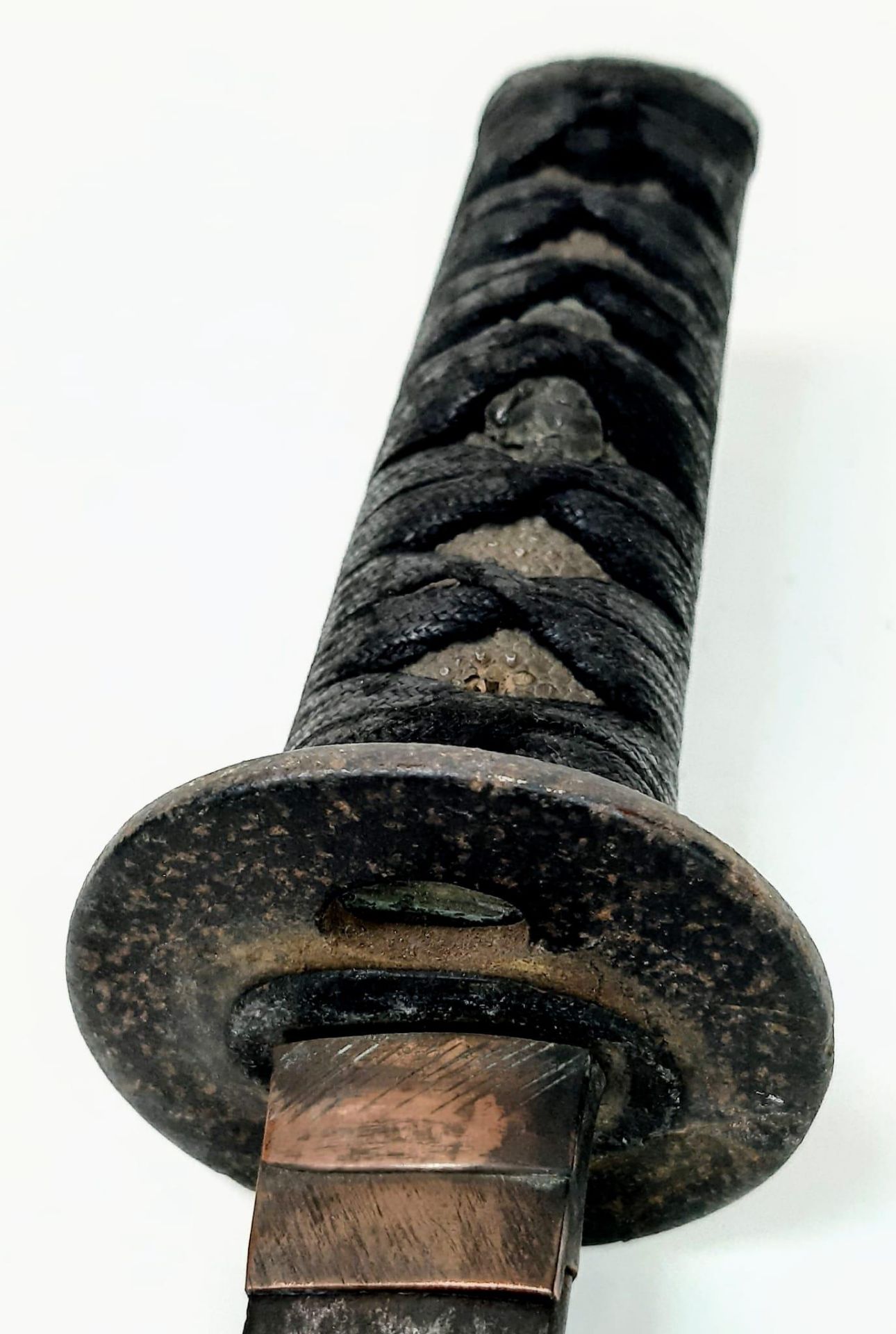 A Rare Authentic Antique 19th Century Japanese Wakazashi Sword with Saya (Scabbard). Sword 48cm - Bild 6 aus 7