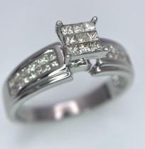 14K WHITE GOLD DIAMOND SET RING WITH APPROX 0.50CT DIAMONDS APPROX, WEIGHT 3.9G SIZE Q