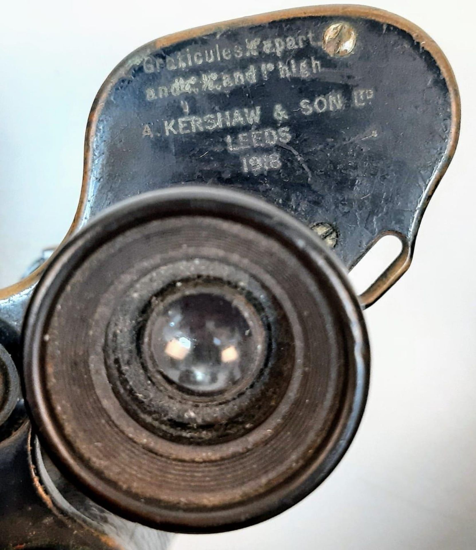 An original, pair of WW1, British Forces, Binoculars made in 1918 by A. KERSHAW in Leeds. In - Image 6 of 7