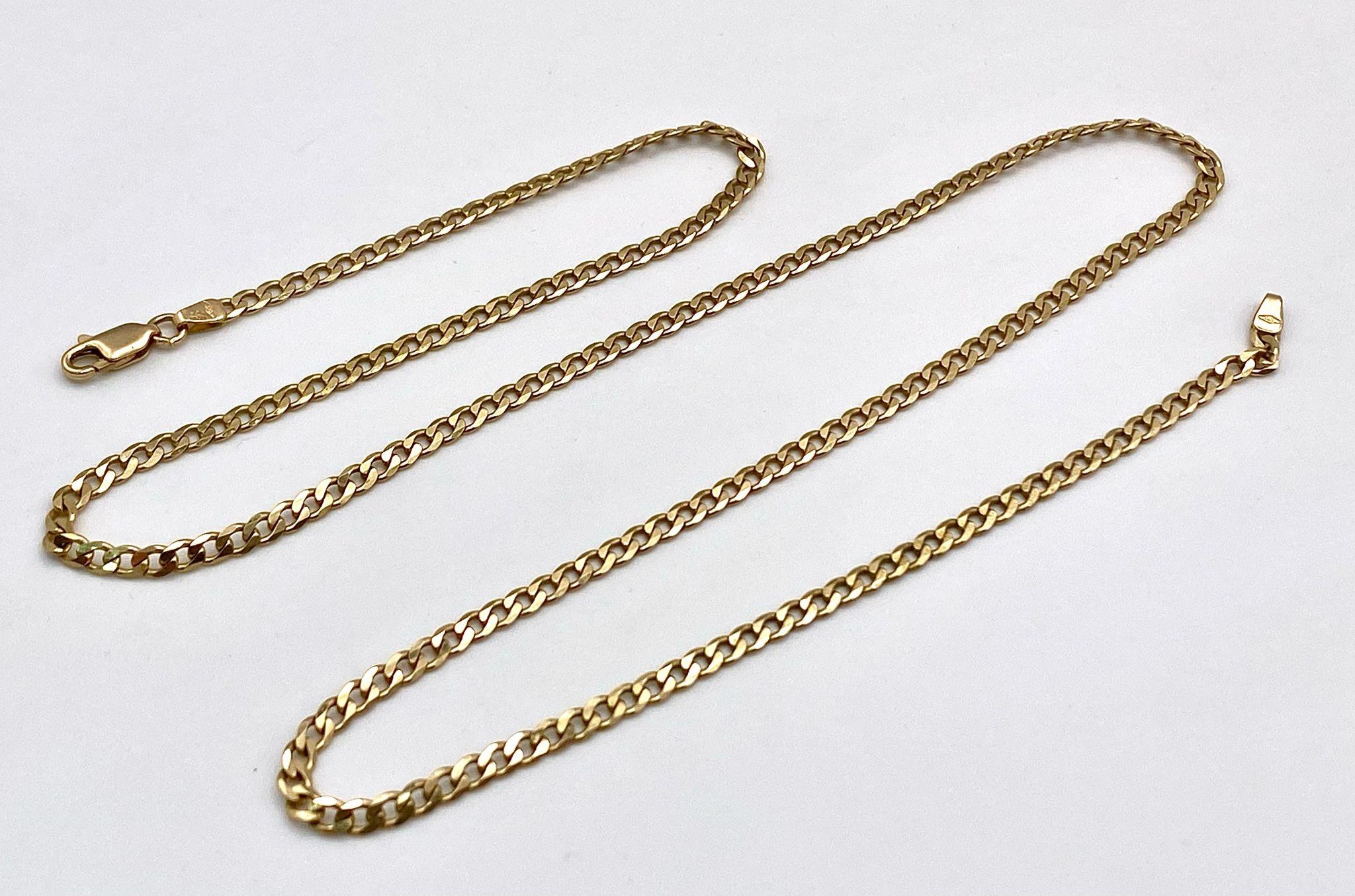 A 9K Yellow Gold Flat Curb Link Chain/Necklace. 54cm length. 8.5g weight. - Image 2 of 5