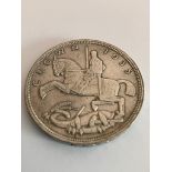 1935 SILVER ROCKING HORSE CROWN. Extra fine condition. Having raised bold definition to both