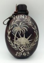 WW2 German Africa Corps Canteen with hand painted insignia “Tunis (Tunisia) 1943”