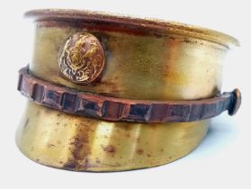 WW1 Trench Art Cap made from a German Shrapnel Shell Case with British buttons. UK Mainland Sales