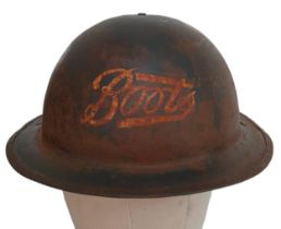 WW2 British Private Purchase “Tin Bowler” Helmet for Boots the Chemist Staff.