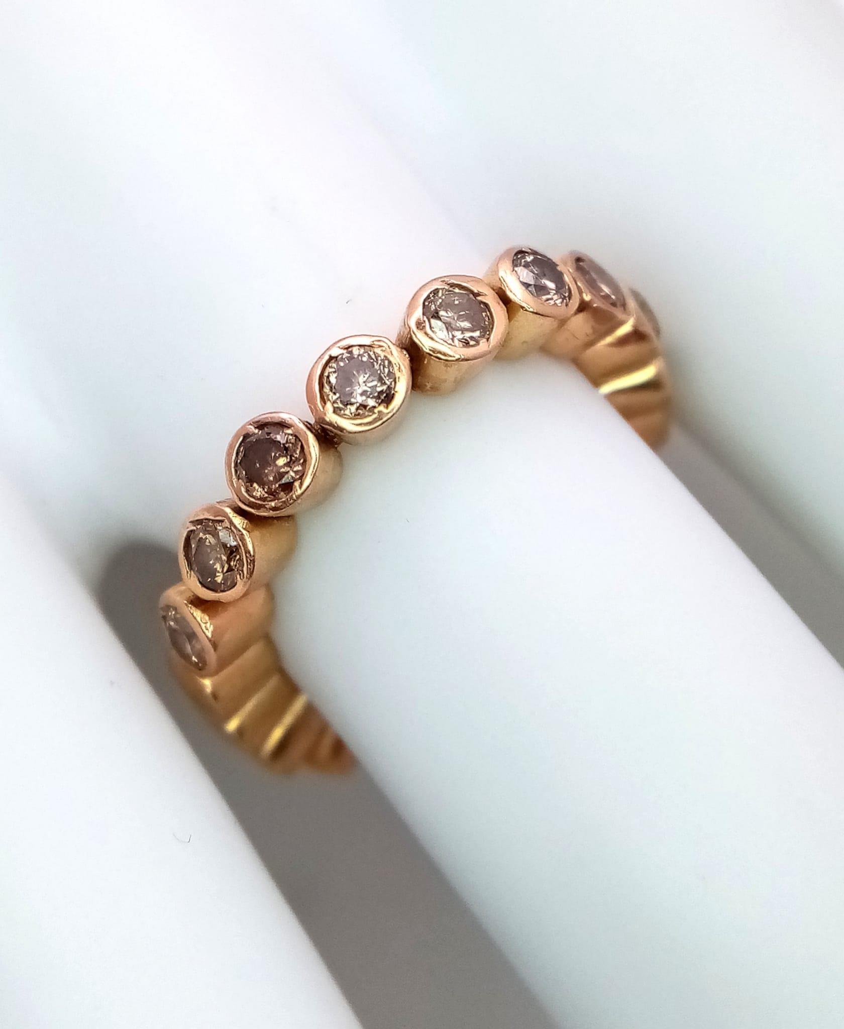 An 18K Rose Gold Articulated Diamond Half-Eternity Ring. Size Q. 5g total weight. Ref: 015884 - Image 2 of 5