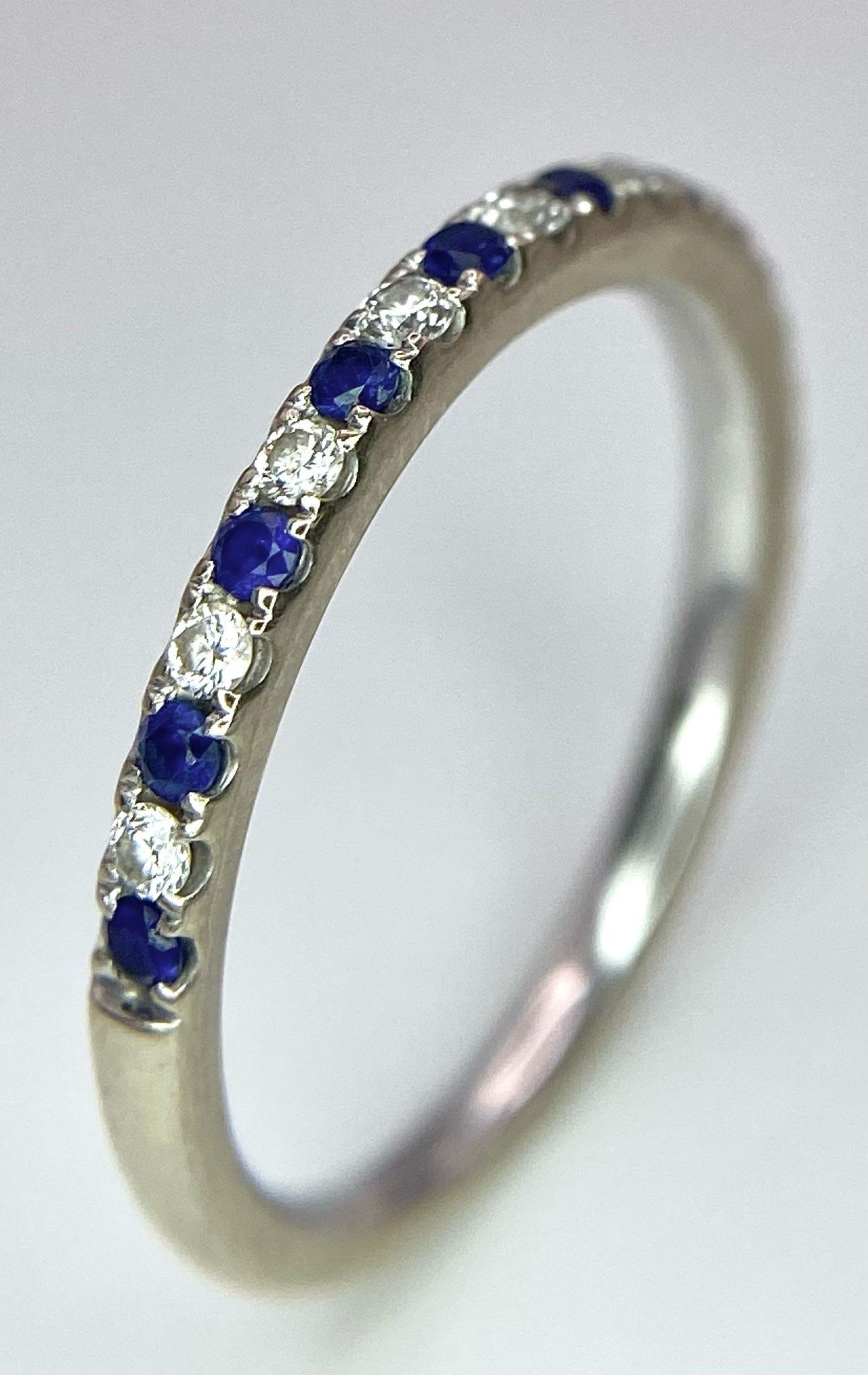A 14ct white gold diamond and sapphire half eternity ring, set with 9 diamonds and 10 sapphires, 1. - Image 2 of 7