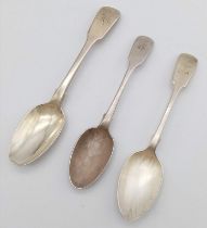Two Victorian and One William IV Sterling Silver Teaspoon. The William IV spoon has a Mary Chawner